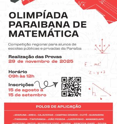 Inscrições para a Olimpíada Paraibana de Matemática 2025 começam nesta sexta-feira