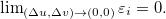 $\lim _{(\Delta u, \Delta v)\to (0,0)} \varepsilon _ i=0.$