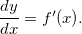 $\dfrac {dy}{dx}=f’(x).$