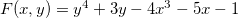 $F(x,y)=y^4+3y-4x^3-5x-1$