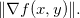 $\| \nabla f(x,y)\| .$