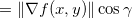 \[  =\| \nabla f(x,y)\| \cos \gamma  \]