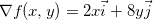 $\nabla f(x,y)=2x\vec{i}+8y\vec{j}$