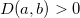 $D(a,b)>0$