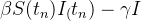 $\displaystyle \beta S(t_ n) I_(t_ n)-\gamma I $