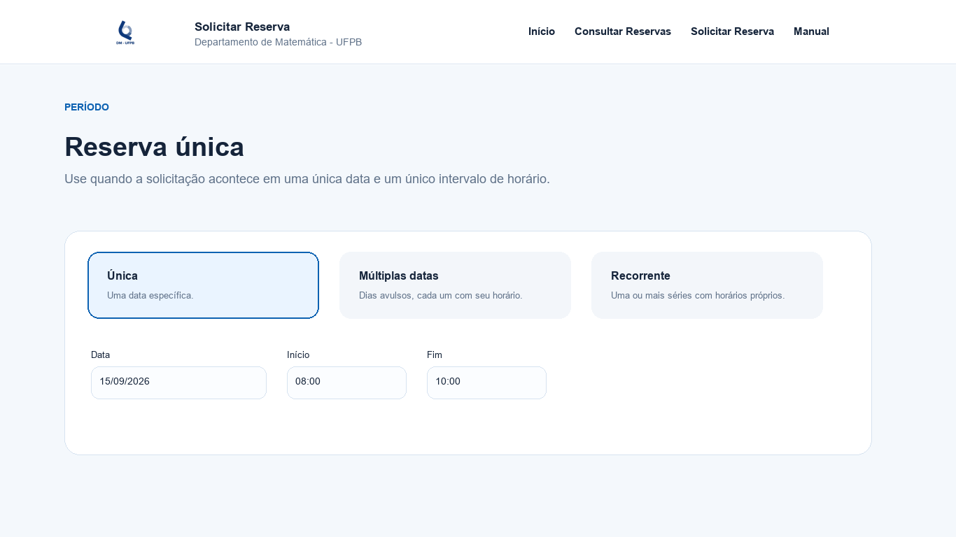 Opção de reserva única