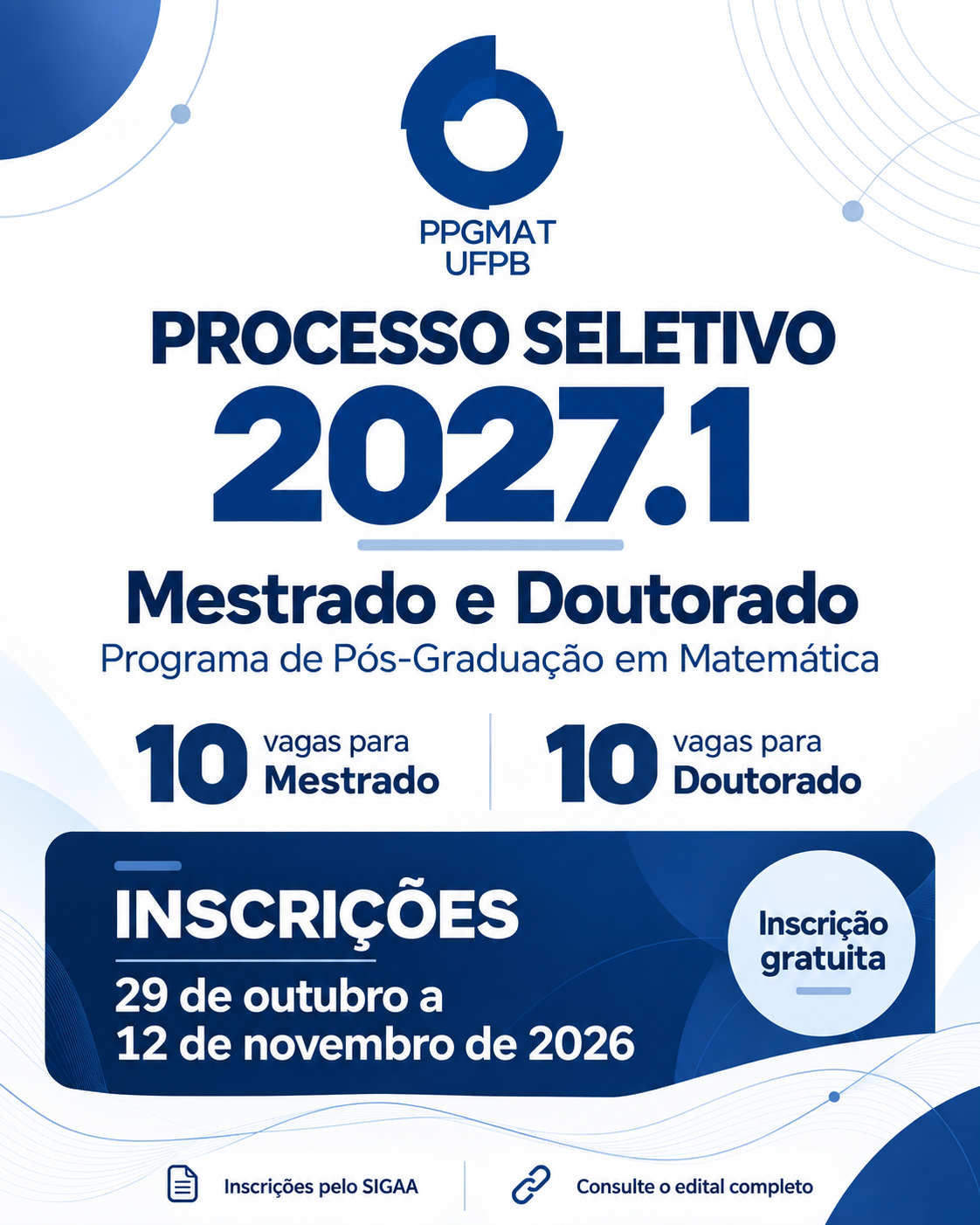 Divulgação do Processo Seletivo 2027.1
